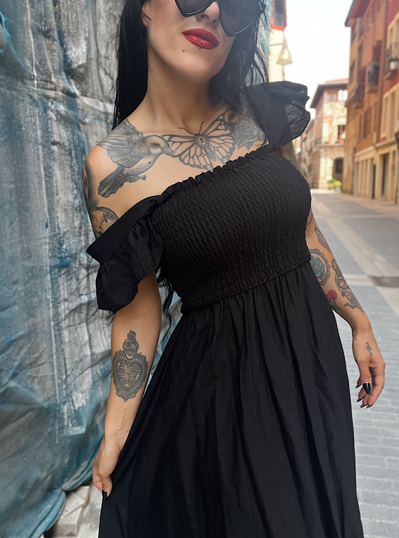 Vestido FRUNCIDO NEGRO - Imagen 3