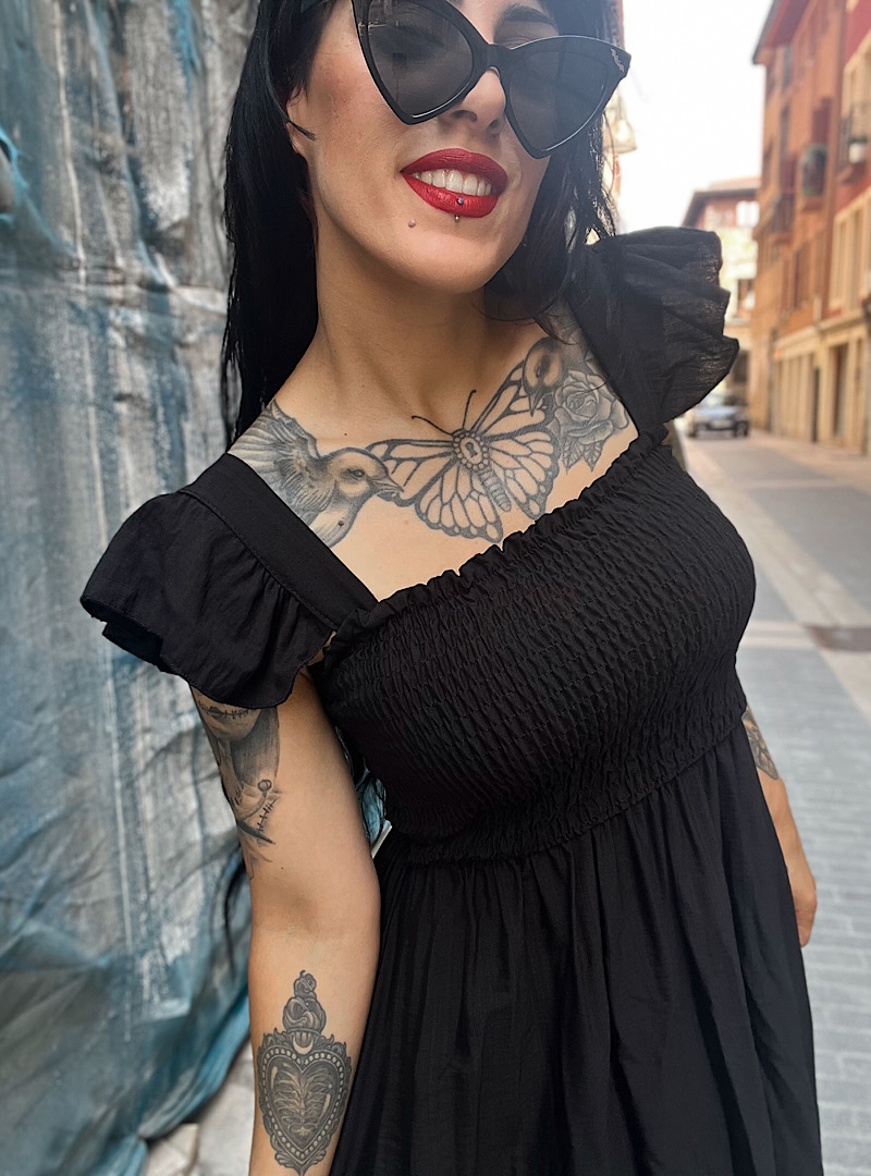 Vestido FRUNCIDO NEGRO - Imagen 5