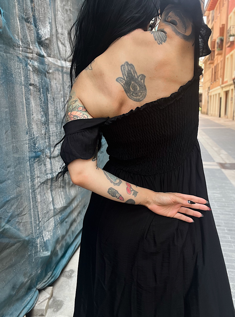 Vestido FRUNCIDO NEGRO - Imagen 6