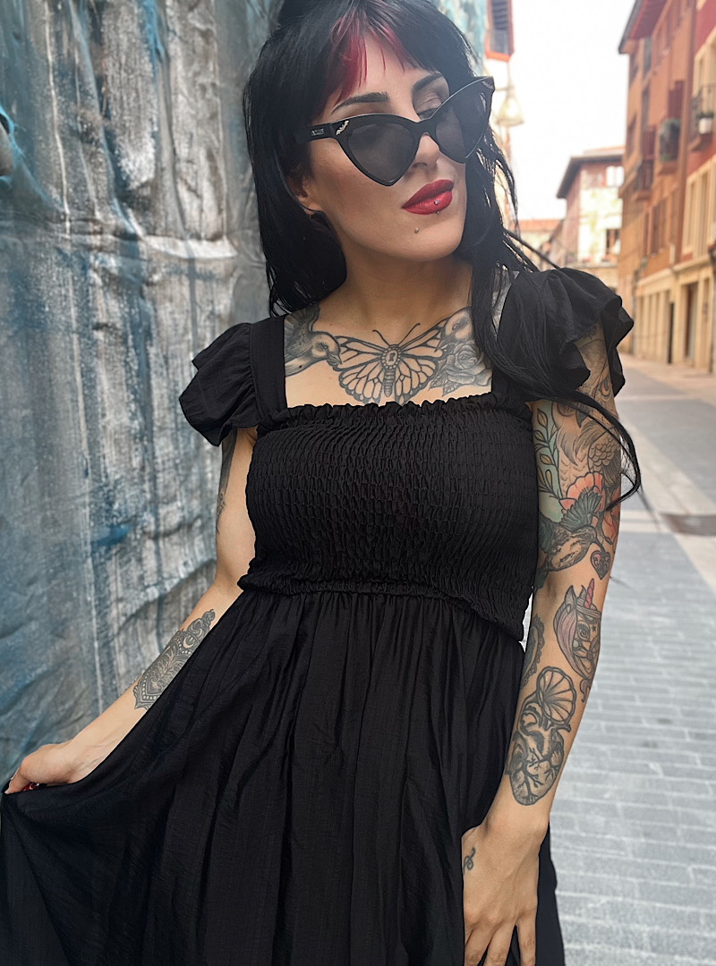 Vestido FRUNCIDO NEGRO - Imagen 4