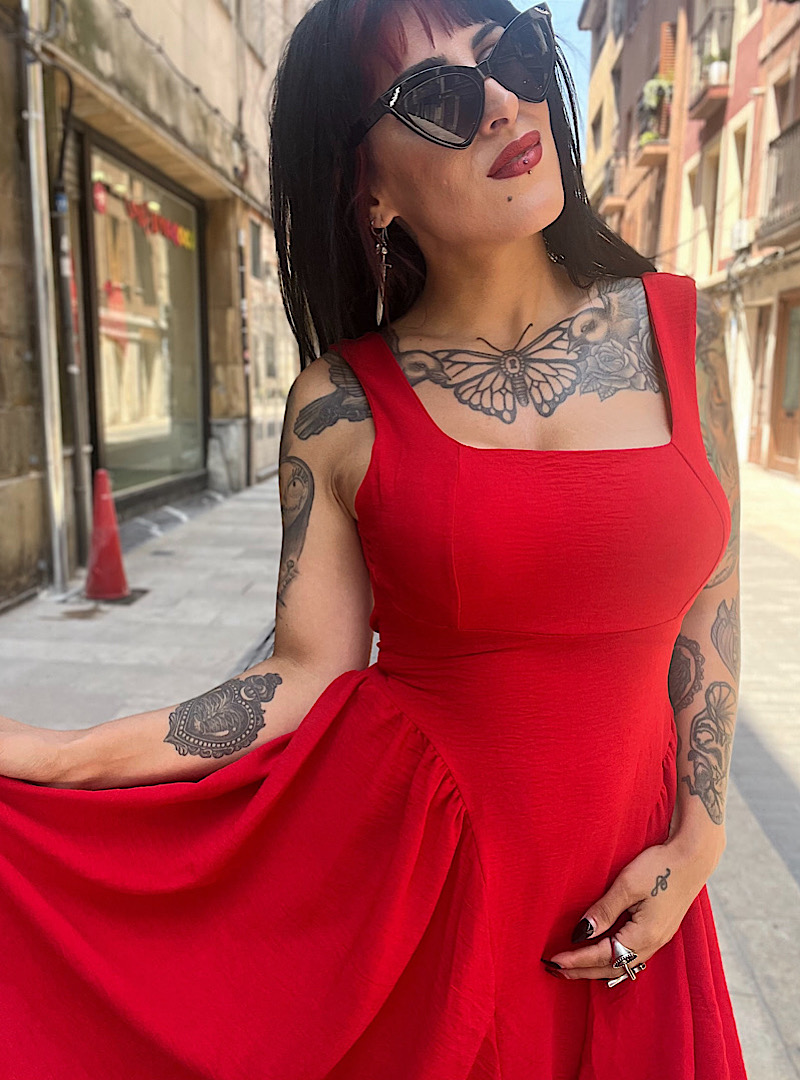 Vestido PEPLUM ROJO - Imagen 3