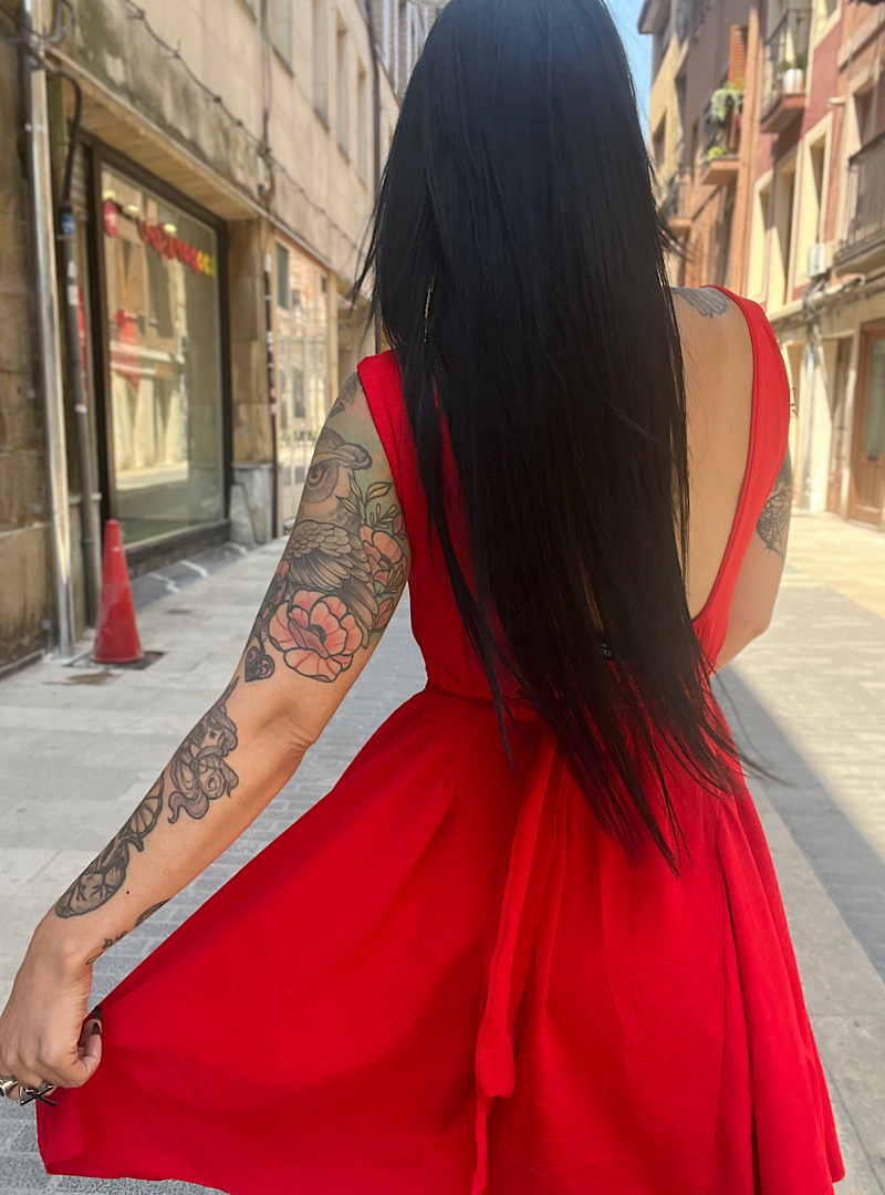 Vestido PEPLUM ROJO - Imagen 5